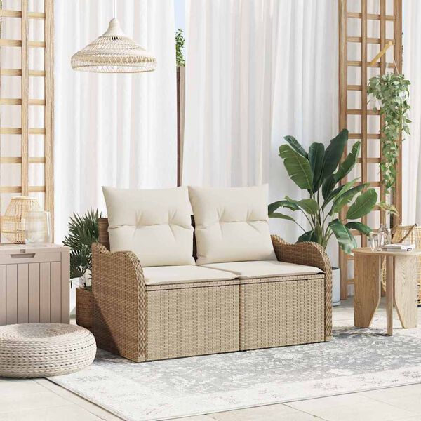 vidaXL Havem&oslash;belsofa med pude Beige 121 x 62 x 69cm polyrattan
