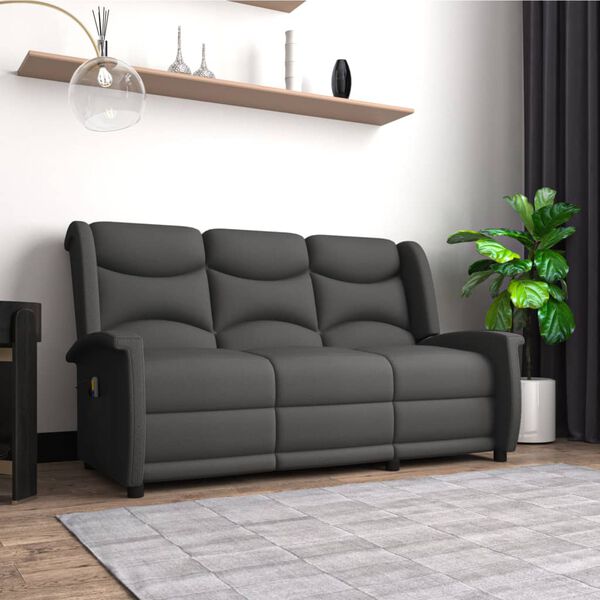 vidaXL 3-personers massagestol mikrofiberstof m&oslash;rkegr&aring;