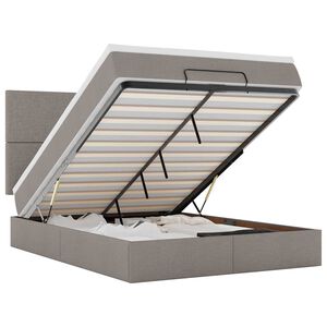 vidaXL osmannisk sengeramme med madras 140x190 cm stof gr&aring;brun