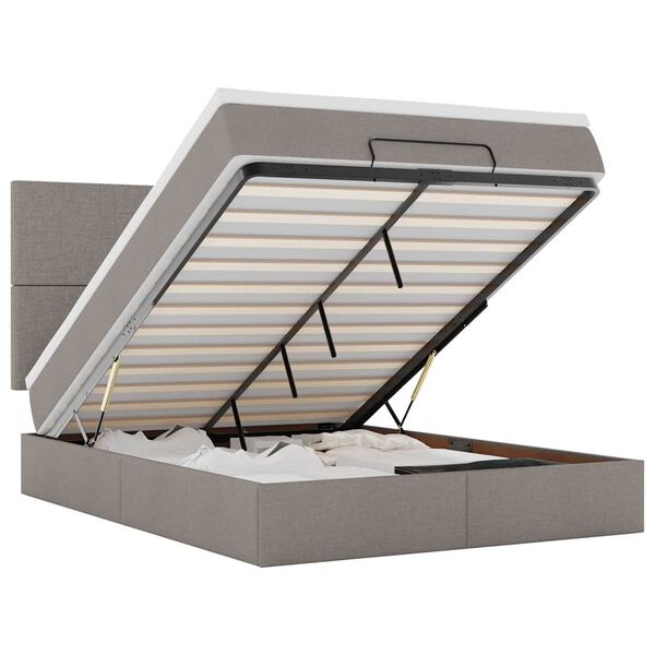 vidaXL osmannisk sengeramme med madras 140x190 cm stof gr&aring;brun