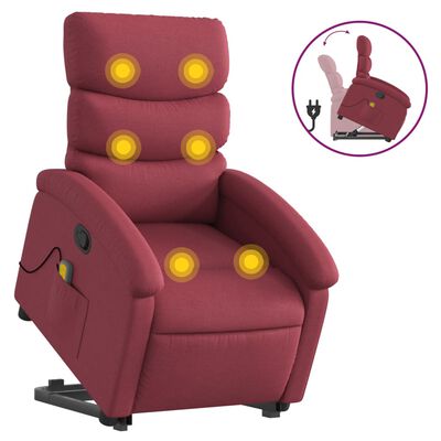 vidaXL løftestol med massage stof vinrød
