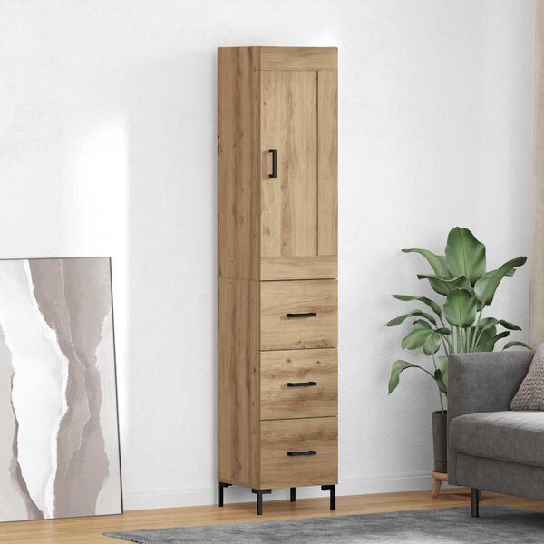 vidaXL Highboard Artisan Egetr&aelig; 34,5 x 34 x 180 cm Konstrueret tr&aelig;