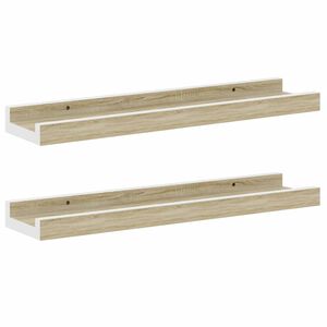 vidaXL v&aelig;ghylder 2 stk. 40x9x3 cm hvid og sonoma-eg