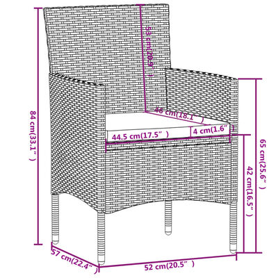 vidaXL spisebordssæt til haven 3 dele polyrattan grå