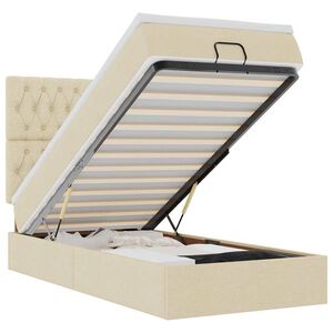 vidaXL ottoman seng med madras 100x200 cm stof cremefarvet