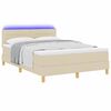 vidaXL LED Box Spring Bed med madras med LED Creme 160 x 200 cm Stof