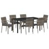 vidaXL Have Spisebordss&aelig;t med pude 7 pcs Gr&aring; polyrattan