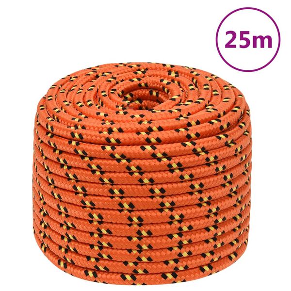vidaXL tovværk til båd 12 mm 25 m polypropylen orange