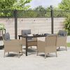 vidaXL Have Spisebordss&aelig;t med pude 5 pcs Beige polyrattan