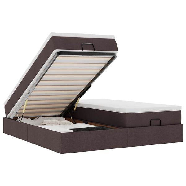 vidaXL osmannisk sengeramme med madrasser 160x200 cm stof m&oslash;rkebrun