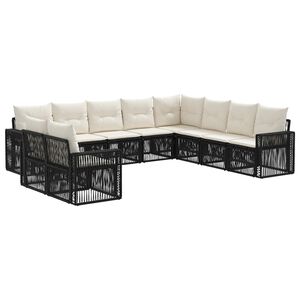vidaXL Havesofa S&aelig;t 10 stk. Sort og Cremehvid polyrattan