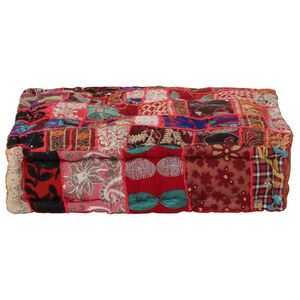 vidaXL puffe med patchwork firkantet bomuld h&aring;ndlavet 50 x 50 x 12 cm r&oslash;d