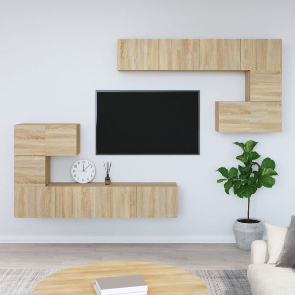 vidaXL v&aelig;gh&aelig;ngt tv-bord 37x37x72 cm konstrueret tr&aelig; sonoma-eg