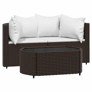 vidaXL lounges&aelig;t til haven 3 dele med hynder polyrattan brun