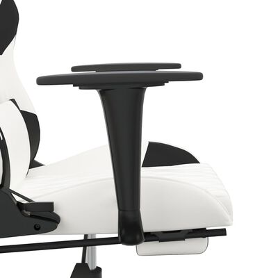vidaXL gamingstol m. massage og fodstøtte kunstlæder hvid sort