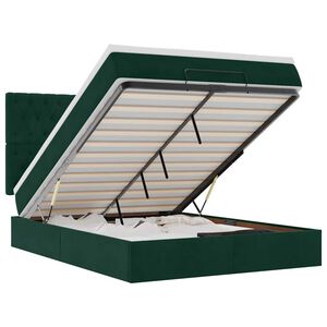 vidaXL osmannisk sengeramme med madrasser 140x190 cm fl&oslash;jl m&oslash;rkegr&oslash;n