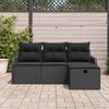 vidaXL Havesofa S&aelig;t med pude med opbevaring 4 pcs Sort Poly rattan