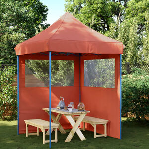 vidaXL foldbart pop-up festtelt med 2 sidev&aelig;gge terracotta