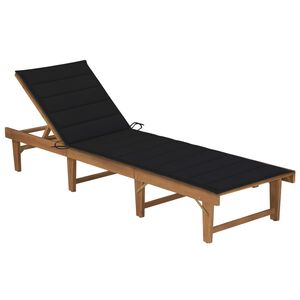 vidaXL liggestol med hynde foldbar massivt akacietr&aelig;