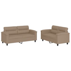 vidaXL sofas&aelig;t 2 dele med hynder kunstl&aelig;der cappuccinofarvet
