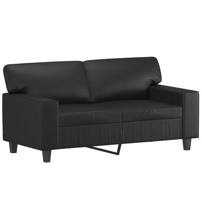 vidaXL 2-personers sofa med puder og hynder 120 cm kunstlæder sort