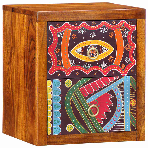 vidaXL Natskab med skuffe 2 pcs Brun 35 x 30 x 40 cm Massivt Akacietr&aelig;