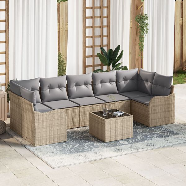 vidaXL Havesofa Sæt Beige 55 x 55 x 37 cm polyrattan