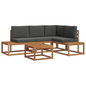 vidaXL Udend&oslash;rs sofagruppe med pude 5 Stk Naturlig og Antracit