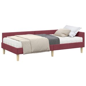vidaXL Hj&oslash;rnesengramme med Madras 2 stk. Vinr&oslash;d 80 x 200 cm Stof