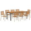 vidaXL Have Spisebordss&aelig;t 9 pcs Beige og Brun polyrattan