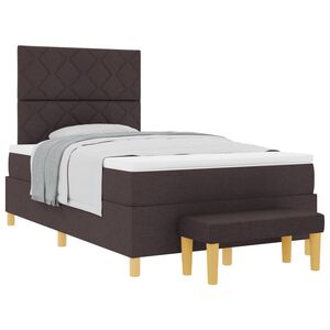 vidaXL Box spring seng med hovedg&aelig;rde M&oslash;rkebrun 190 x 120 cm Stof