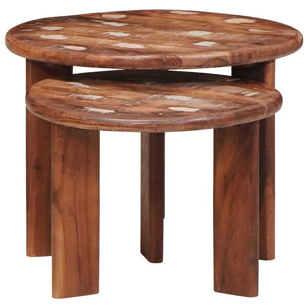 vidaXL Nesting Kaffeborde 2 pcs Flerfarvet Solid genvundet tr&aelig;