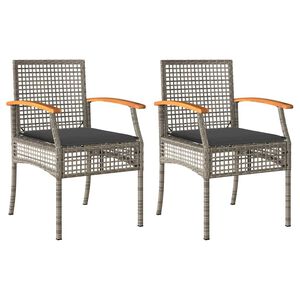 vidaXL havestole 2 stk. med hynder polyrattan og akacietr&aelig; gr&aring;