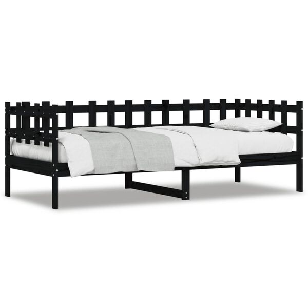 vidaXL daybed 90x200 cm massivt fyrretr&aelig; sort
