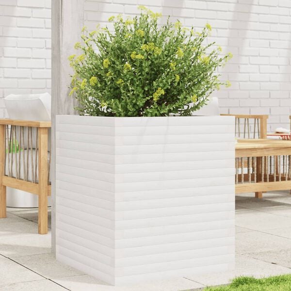 vidaXL plantekasse 60x60x68,5 cm massivt fyrretr&aelig; hvid