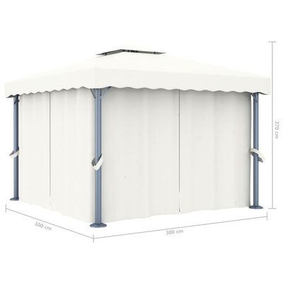 vidaXL pavillon med gardin 3x3 m aluminium cremefarvet