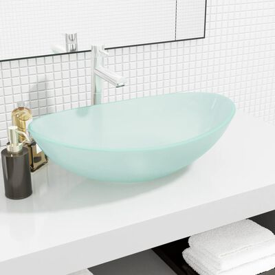 vidaXL håndvask 54,5x35x15,5 cm hærdet glas matteret