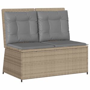 vidaXL Havebænk med pude Beige Poly rattan