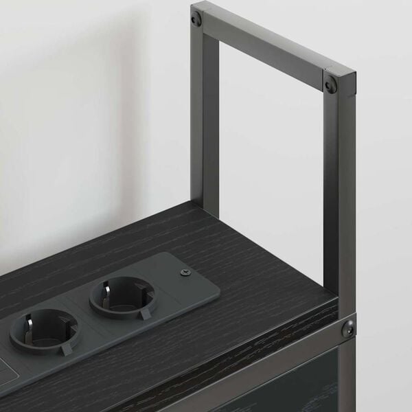 vidaXL Opbevaringshovedgavl med Opladningsstation med hylde Sort eg