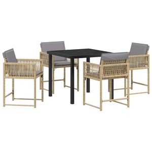 vidaXL Have Spisebordss&aelig;t 5 pcs Beige polyrattan