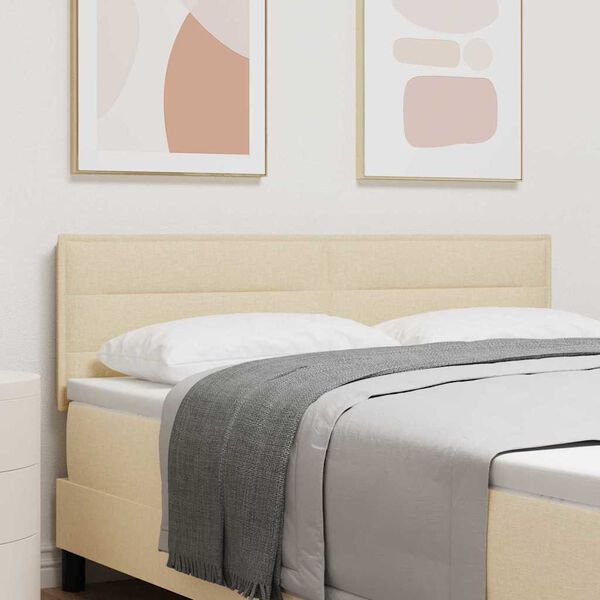 vidaXL LED sengegavl med LED -strimmellys Creme 160 cm Stof