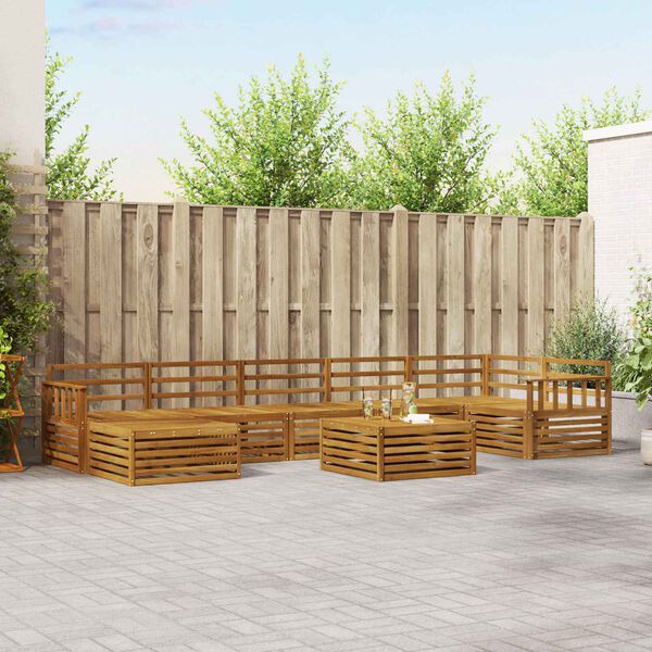 vidaXL Sofas&aelig;t 8 pcs Naturfarvet Massivt Akacietr&aelig;