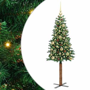 vidaXL Slankt Juletr&aelig; Gr&oslash;n 150 cm PVC og Massiv Fyrretr&aelig;