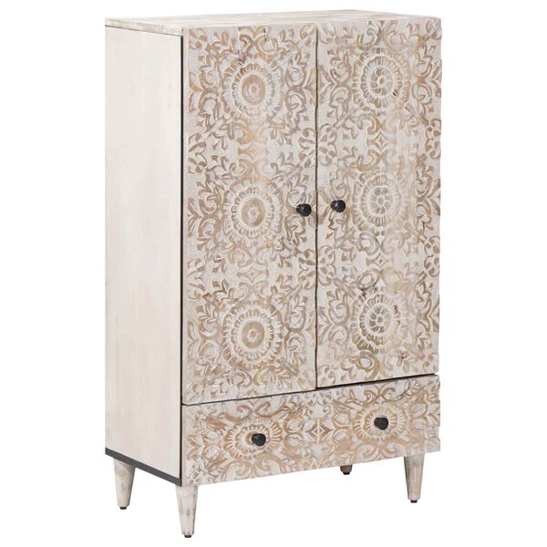 vidaXL H&oslash;j Bord med skuffe Hvid 60 x 33,5 x 100 cm Massivt mangotr&aelig;