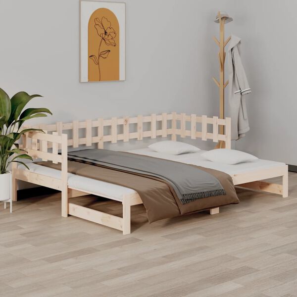 vidaXL daybed med udtr&aelig;k 2x(90x190) cm massivt fyrretr&aelig;
