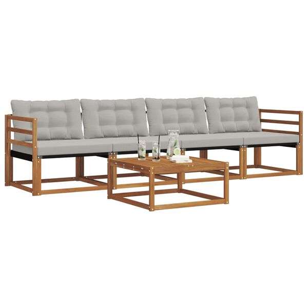 vidaXL Udend&oslash;rs sofagruppe med pude 5 pcs Naturlig og Lys Gr&aring;