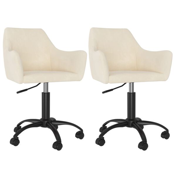 vidaXL drejelige spisebordsstole 2 stk. fl&oslash;jl cremefarvet