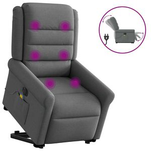 vidaXL elektrisk massagestol med l&oslash;ftefunktion stof m&oslash;rkegr&aring;