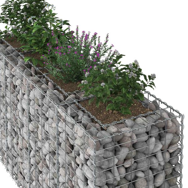 vidaXL Gabion h&oslash;jbed S&oslash;lv 170 x 50 x 80 cm Galvaniseret st&aring;l