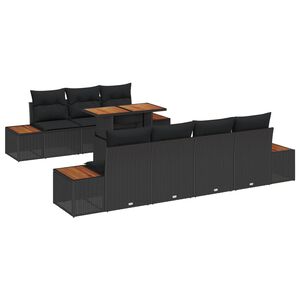 vidaXL Havesofa S&aelig;t med opbevaring 8 pcs Sort Poly rattan